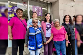 La alcaldesa Lía Limón firmó un convenio e instaló el Punto Violeta 157, en lo que va de su administración, en la sucursal Olivar del Conde 2ª Sección de la empresa Coppel. FOTO: Alcaldía Álvaro Obregón