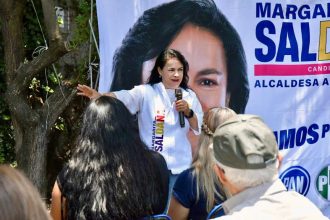 Margarita Saldaña Hernández, candidata a la reelección por Azcapotzalco, de la alianza Va x la Ciudad de México, pidió a Morena dejar que el próximo domingo 2 de junio se lleve a cabo una elección limpia, en paz y sobre todo en libertad. FOTO: Especial