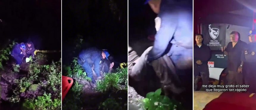 Autoridades y ciudadanos de la demarcación territorial Cuajimalpa reconocieron el trabajo de la Policía Guardabosques, pues a unos días de haber iniciado operaciones rescataron a dos personas que se encontraban atrapadas en una barranca de aproximadamente 10 metros de profundidad, en el Desierto de los Leones. FOTOS: Tomada de video en RRSS
