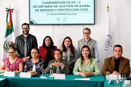 La titular de la Secretaría de Gestión Integral de Riesgos y Protección Civil, Myriam Urzúa Venegas, compareció ante la Comisión de Gestión Integral de Riesgos y Protección Civil del Congreso local, como parte de la glosa del Primer Informe de la jefa de Gobierno, Clara Marina Brugada Molina.
